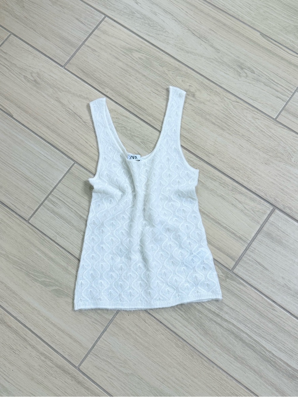 Zara Wool Alpaca Blend Open Knit Pointelle Sweater Vest Tank Top Medium